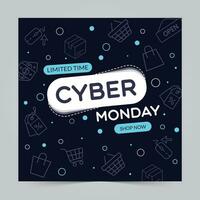 Cyber Monday Sale Banner. Promo Advertising Poster, Store Discount Flyer or Off Voucher. Vector Illustration, Abstract Background.