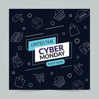 Cyber Monday Sale Banner. Promo Advertising Poster, Store Discount Flyer or Off Voucher. Vector Illustration, Abstract Background.