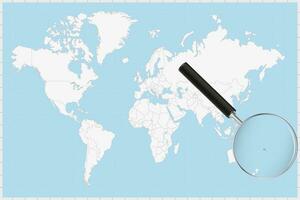 aumentador vaso demostración un mapa de Samoa en un mundo mapa. vector