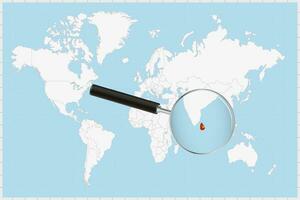 aumentador vaso demostración un mapa de sri lanka en un mundo mapa. vector