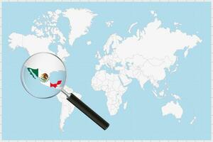 aumentador vaso demostración un mapa de mexico en un mundo mapa. vector