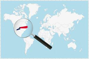 aumentador vaso demostración un mapa de norte carolina en un mundo mapa. vector