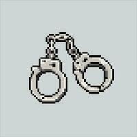 Pixel art illustration Handcuff. Pixelated Handcuff. Handcuff secure police pixelated for the pixel art game and icon for website and video game. old school retro. vector