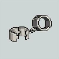 Pixel art illustration Handcuff. Pixelated Handcuff. Handcuff secure police pixelated for the pixel art game and icon for website and video game. old school retro. vector