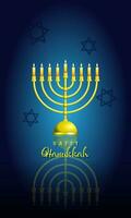 Happy Hanukkah with gold chandelier vector