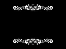 a black and white floral frame on a black background vector