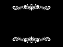 a black and white floral frame on a black background vector