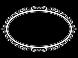 a black and white floral frame on a black background vector