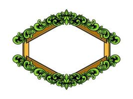 decorative frame with green leaves and flowers vector