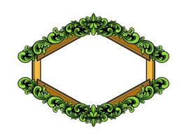 decorative frame with green leaves and flowers vector