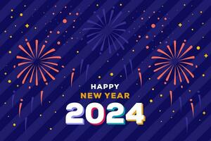 flat happy new year 2024 background illustration design vector