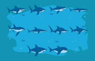 set of shark species funny illustration vector