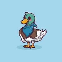 Hand drawn cartoon duck illustration vector