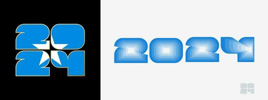 Year 2024 with flag of Somalia and in color palate of Somalia flag. Happy New Year 2024 in two different style. vector