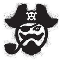 Pirate emoticon graffiti with black spray paint vector