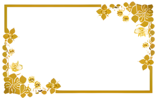 AI generated Sakura border frame gold luxury PNG transparent background