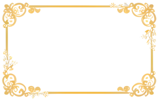 AI generated Sakura border frame gold luxury PNG transparent background