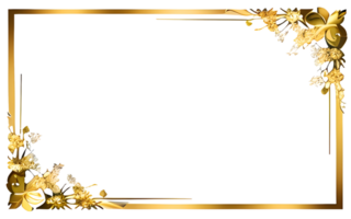 AI generated Sakura border frame gold luxury PNG transparent background