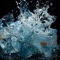 AI generated Pieces of edible ice on a black background - AI generated image photo
