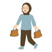 hand drawn people holding shopping bags vector