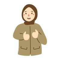 smiling young civil servant woman standing with thumbs up vector