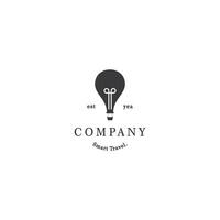 Smart travel logo, Hot air balloon combine with light bulb logo concept vector