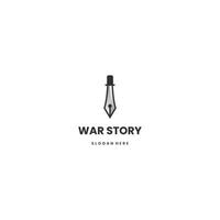 war story logo design, sword combine with pen tool icon logo template vector