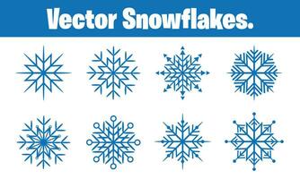 Set of snowflakes on isolated background vector illustration