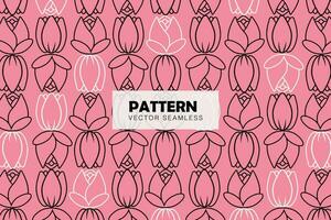 Floral line art simple abstract outline shape seamless repeat pattern vector