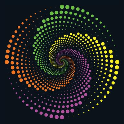 Multicolor dotted spiral vortex circle vector Mandala illustration