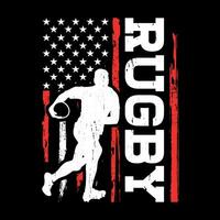 americano bandera gracioso rugby jugador entrenador Clásico rugby jugador camiseta diseño vector