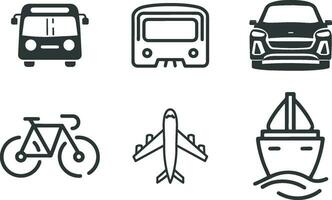 transportation icons set on white background vector