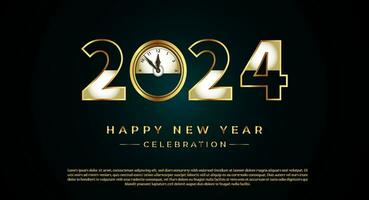 Happy new year  2024 celebration concept for greeting card banner and post template. vector