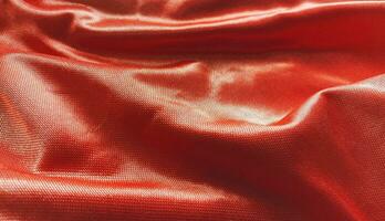 Texture red linen fabric, crumpled linen background photo