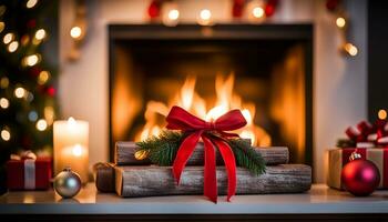 AI Generated Christmas fireplace photo