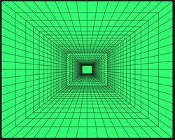 Cyberpunk perspective tunnel. Cyber geometry y2k element. Isolated style on black background. Vector trendy illustration.