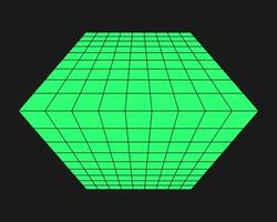 Cyberpunk perspective grid. Cyber geometry y2k element. Isolated style on black background. Vector trendy illustration.