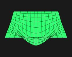 Cyberpunk perspective grid. Cyber geometry y2k element. Isolated style on black background. Vector trendy illustration.