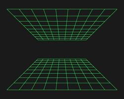 Cyberpunk perspective tunnel. Cyber geometry y2k element. Isolated style on black background. Vector trendy illustration.