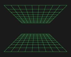 cyberpunk perspectiva túnel. ciber geometría y2k elemento. aislado estilo en negro antecedentes. vector de moda ilustración.