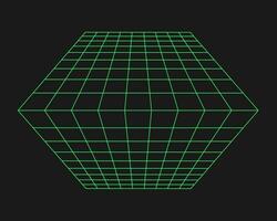 Cyberpunk perspective grid. Cyber geometry y2k element. Isolated style on black background. Vector trendy illustration.