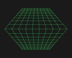 Cyberpunk perspective grid. Cyber geometry y2k element. Isolated style on black background. Vector trendy illustration.