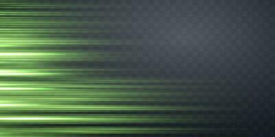 Speed rays, light neon flow, zoom in motion effect, green glow speed lines, colorful light trails, perspective stripes vector