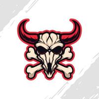 Bull Skull Mascot Logo with Red Horns Wild West Emblem vector