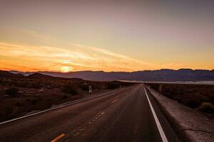 Sunset on the death valley highway photo