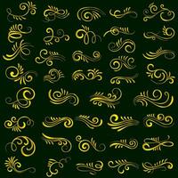 Golden vintage floral elements art deco style decoration. Vector graphic elements for design vector elements. Swirl elements decorative illustration.