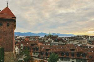 Roof top view of Lausanne city, canton of vaud, Switzerland photo