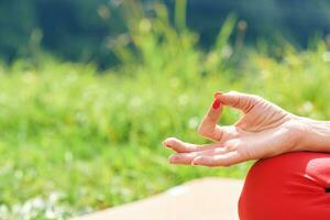 Close up image of Gyan Mudra, meaning knowledge or wisdom photo