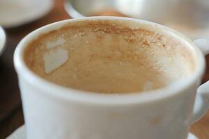 top view of empty coffee cup on table , photo
