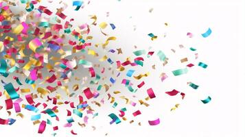 Shimmering, vibrant confetti drops as a celebratory element for New Year, birthday, and Valentine's Day festivities. photo